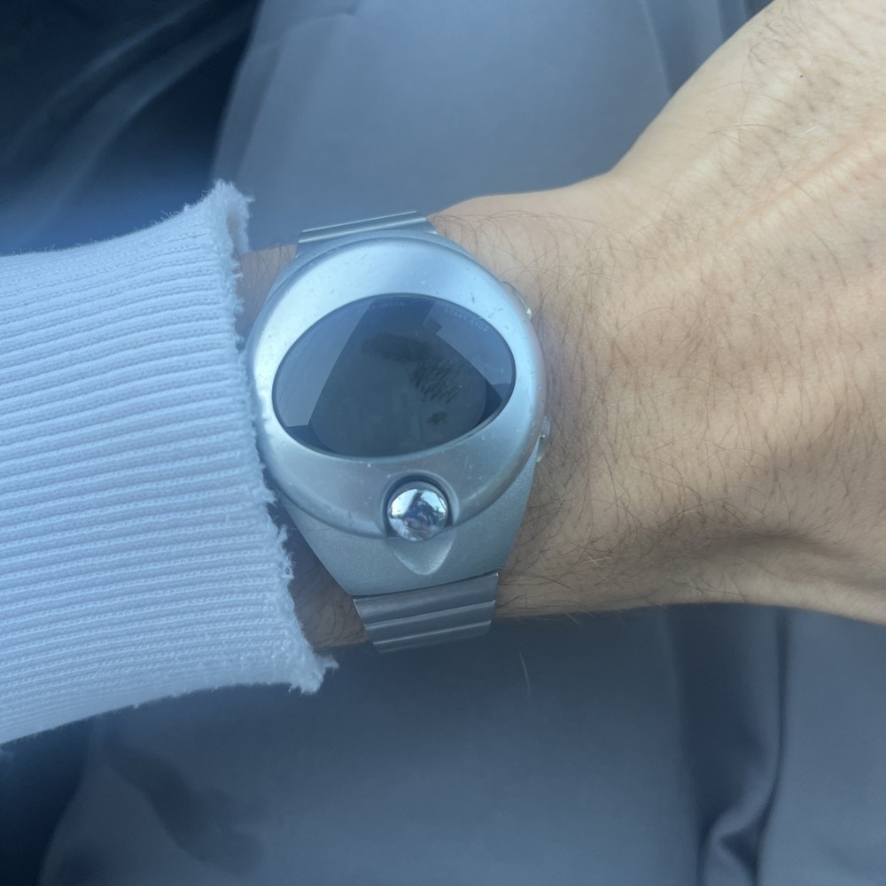Seiko ALBA Spoon Watch Men 38mm Digital Silver Tone Alarm Chrono PARTS!!!